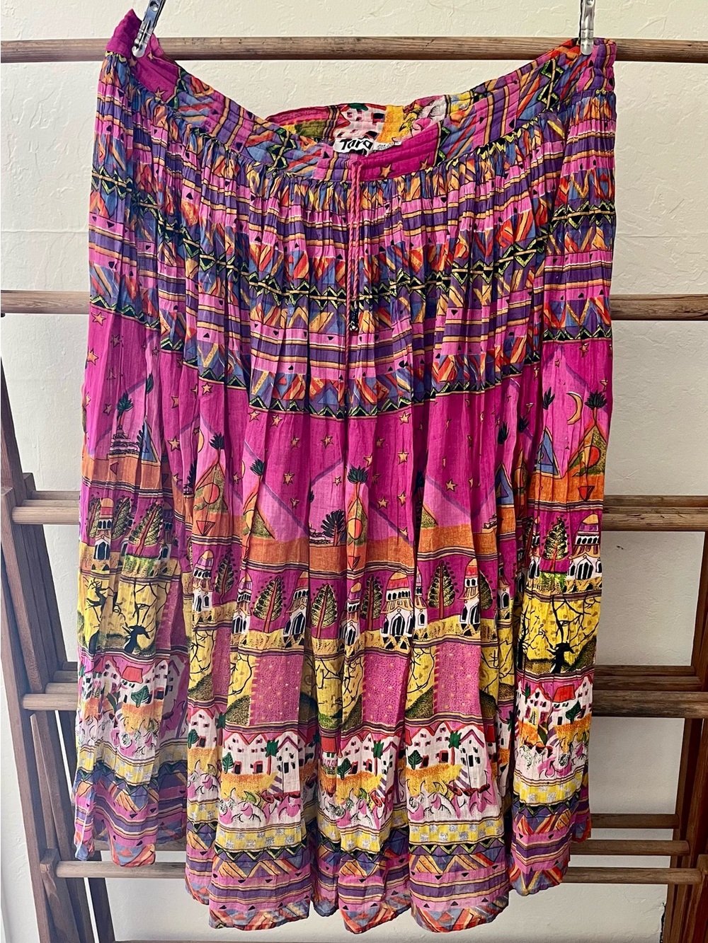 Bohemian Fuchsia Printed Midi Skirt - Vintage Tara
